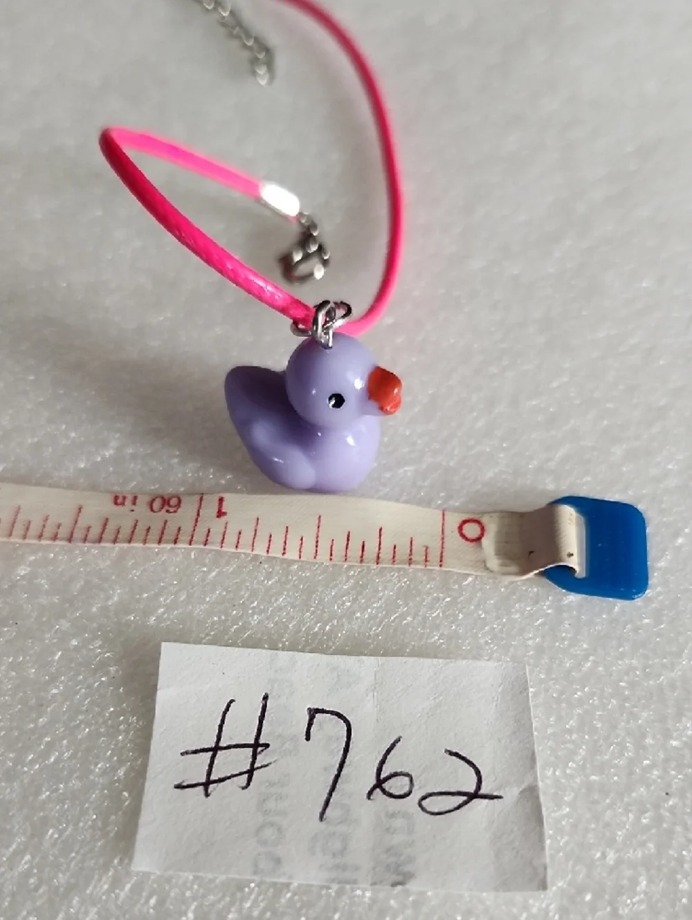 Hand Crafted Purple Ducky Charm Bracelet / Anklet with Bright Pink Cord